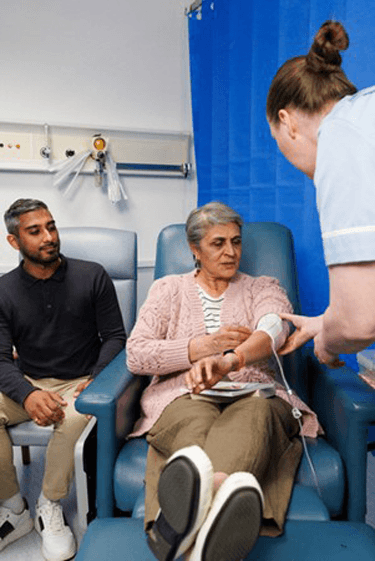 Patient undergoing Chemotherapy at the hospital.