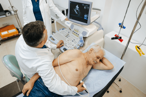 Photo showing a man having an echo.