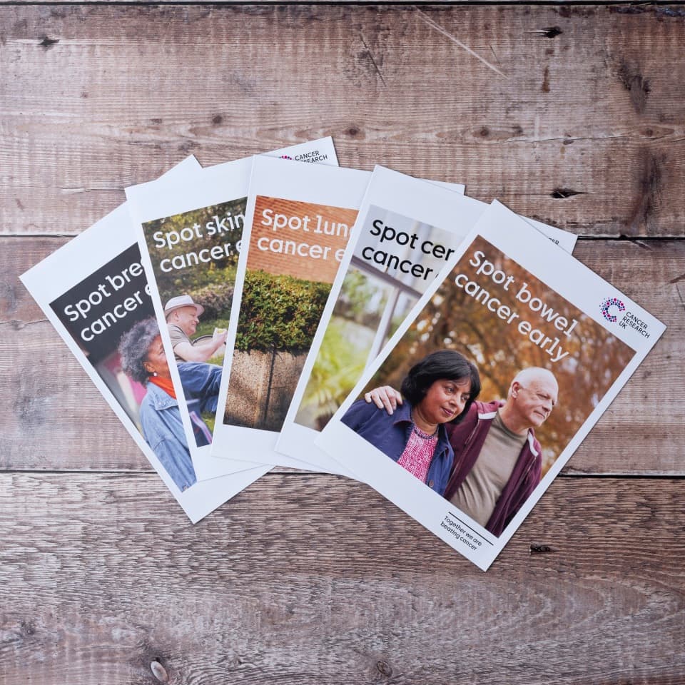 Photo of cancer risk leaflets.