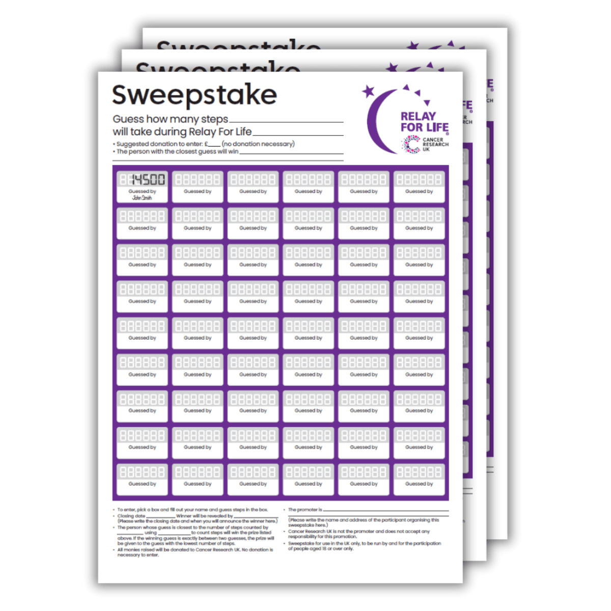 Image of the Relay For Life 2026 sweepstake form.