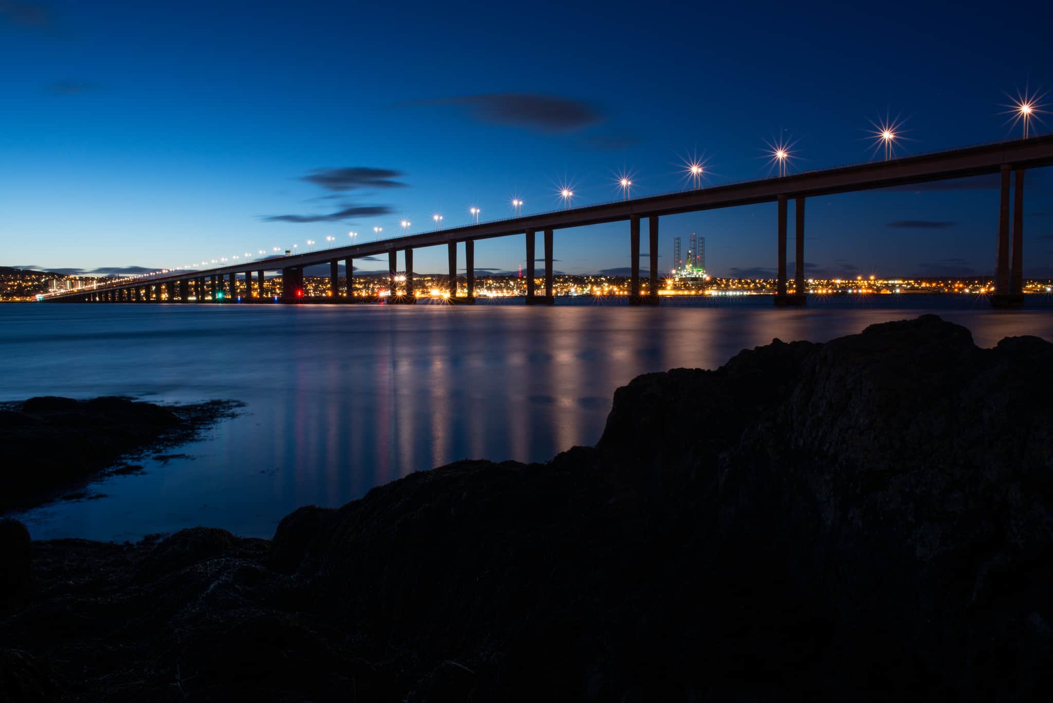 The Tay Road Bridge across the River Tay towards Dundee.