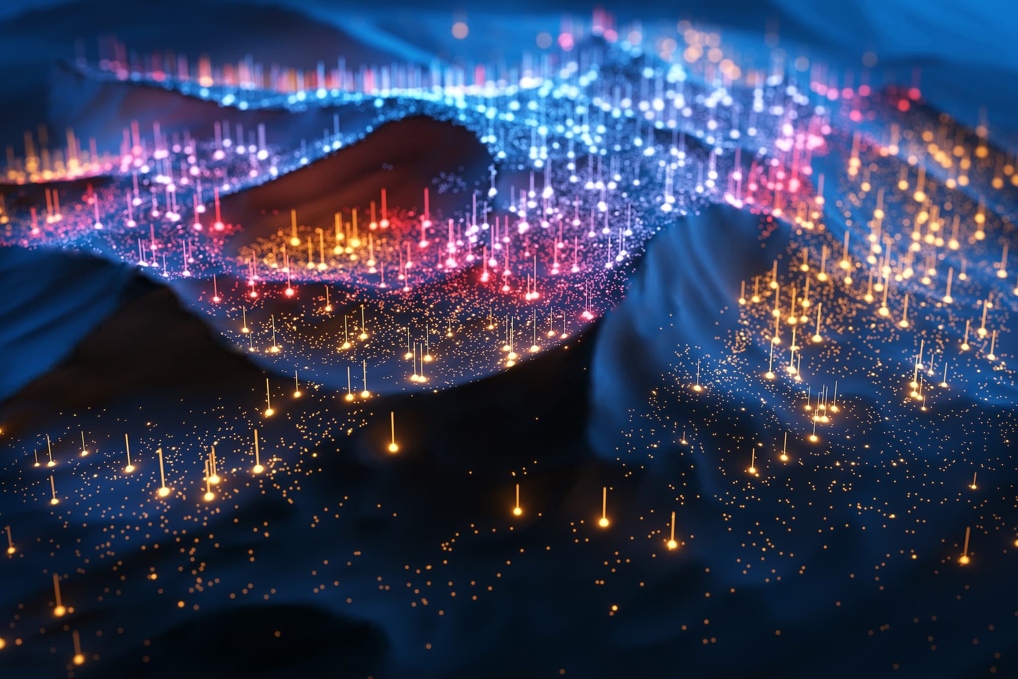 Points of light on a landscape.