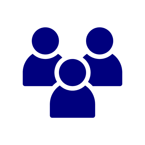 Illustration using three icons of people, representing a group.