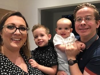 A picture of Nicola with her sons and husband.